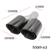 Dimension of Exhaust Tip 63mm Carbon Fiber Dual black Double Angle-cut Tip NS89-63L