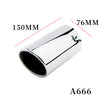 Dimension of Exhaust Muffler 76mm Stainless Steel silver Angle-cut Rolled Tip A666