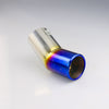 Front view of Exhaust Muffler 63mm Bolt-on Stainless Steel burnt blue Turndown Rolled Tip B19