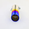 Front view of Exhaust Tip 51mm Stainless Steel blue Angle-cut Rolled Tip B1X