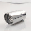 Front view of Exhaust Tip 58mm Stainless Steel silver Angle-cut Rolled Tip A5