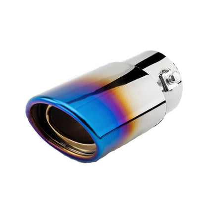 Horizontal view of Exhaust Muffler 63mm Bolt-on Stainless Steel colorful Angle-cut Tip B153