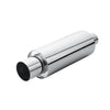 Horizontal view of Exhaust Muffler 63mm Stainless Steel Bolt-on Silver Straight cut Tip H222