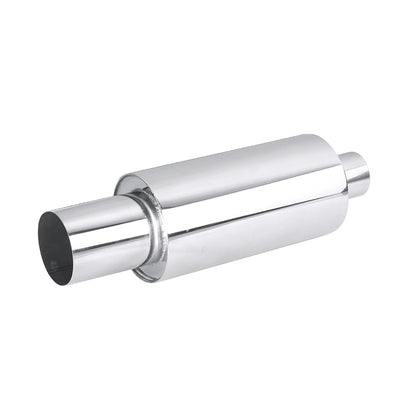 Horizontal view of Exhaust Muffler 63mm Stainless Steel Bolt-on Silver Straight cut Tip H23