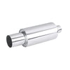 Horizontal view of Exhaust Muffler 63mm Stainless Steel Bolt-on Silver Straight cut Tip H23