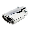 Horizontal view of Exhaust Muffler 63mm Stainless Steel silver Round cut intercooled Tip A1442