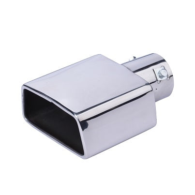 Horizontal view of Exhaust Muffler 63mm Stainless Steel silver Straight cut Tip A371