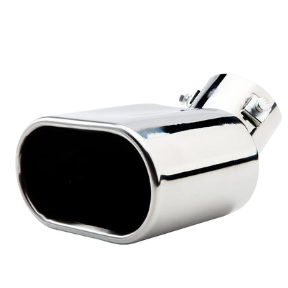 Horizontal view of Exhaust Muffler 63mm Stainless Steel silver Turndown Tip A205