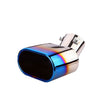 Horizontal view of Exhaust Muffler 76mm Stainless Steel Bolt-on Toasted blue Turndown Tip B205