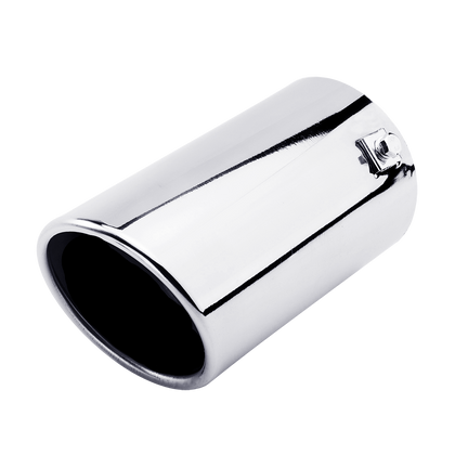 Horizontal view of Exhaust Muffler 80mm Stainless Steel silver Straight cut Tip A20