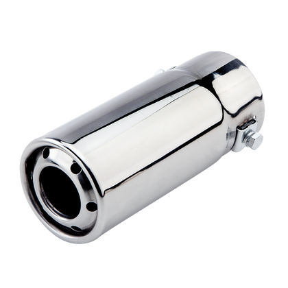 Horizontal view of Exhaust Muffler 89mm Stainless Steel silver Straight cut Tip A81