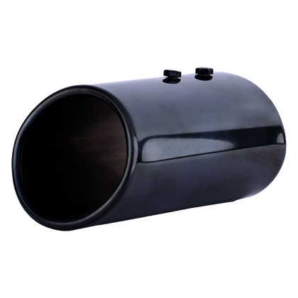 Horizontal view of Exhaust Muffler 95mm Stainless steel matte black Angle-cut Tip L337