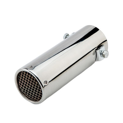 Horizontal view of Exhaust Mufflers 51mm Stainless Steel Bolt-on silver Straight cut Tip A44