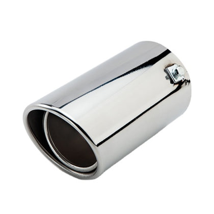 Horizontal view of Exhaust Mufflers 89mm Stainless Steel silver Straight cut Tip A23