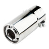 Horizontal view of Exhaust Tip 58mm Stainless Steel Bolt-on silver Straight cut Tip A280