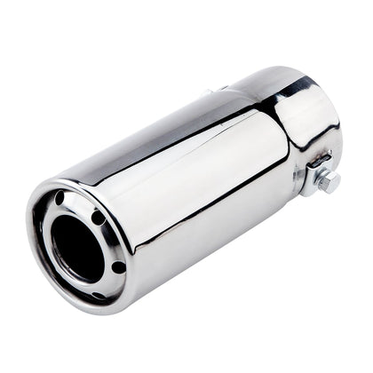 Horizontal view of Exhaust Tip 58mm Stainless Steel Bolt-on silver Straight cut Tip A40