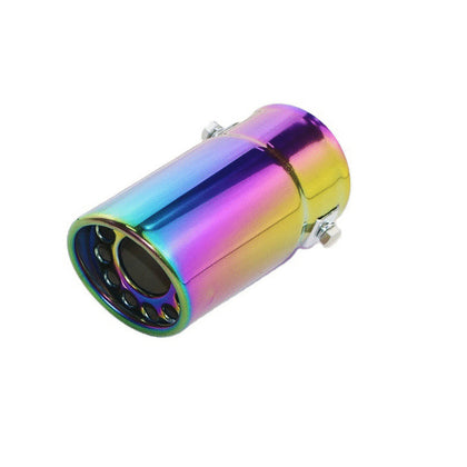 Horizontal view of Exhaust Tip 58mm Stainless Steel colorful Round cut intercooled Tip C55X