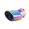 Horizontal view of Exhaust Tip 63mm Bolt-on Stainless Steel colorful Angle-cut Rolled Tip B1400 in Rainbow color