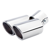 Horizontal view of Exhaust Tip 63mm Stainless Steel silver Turndown Rolled Tip A2007