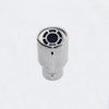 Vertical view of Exhaust Muffler 63mm Stainless Steel silver Round cut intercooled Tip A1442